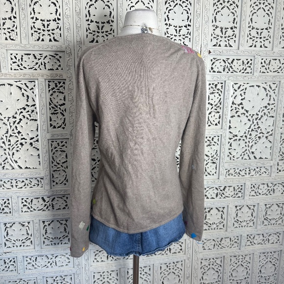 Classiques Entier Brown Tan Patchwork Soft 100% Cashmere Button Up Cardigan Sz L - Picture 6 of 8